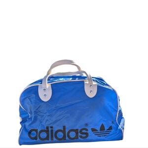 Vintage 1970s Adidas Blue Duffel Bag Flaws